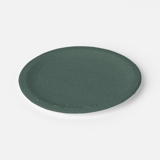 Assiettes En Carton Effet Herringbone simple vert Noël (Angle)