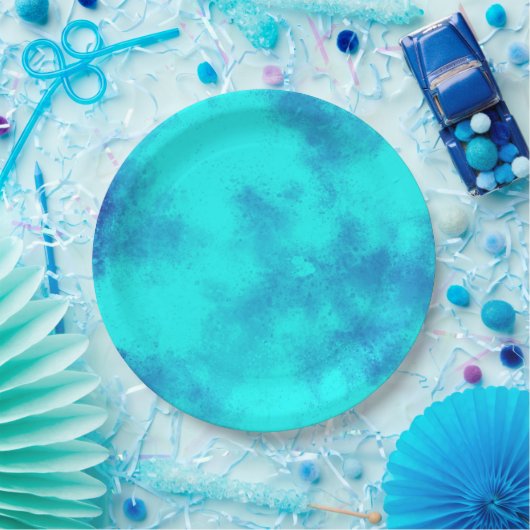 Assiettes En Carton Effet nuage tempête élégant bleu (Fête)