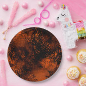 Assiettes En Carton Effet Paint Splatter orange et noir (Fête)