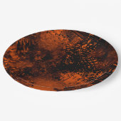 Assiettes En Carton Effet Paint Splatter orange et noir (Angle)