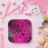 Assiettes En Carton Effet Paint Splatter rose et noir (Fête)
