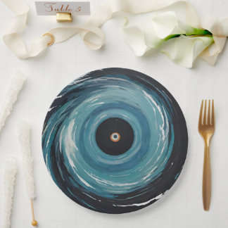 Assiettes En Carton Effet spiral de drainage de trou noir bleu