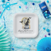 Assiettes En Carton Éffrayant Citrouille de chats Halloween (Fête)