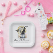 Assiettes En Carton Éffrayant Citrouille de chats Halloween (Fête)