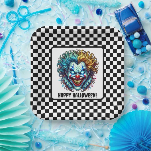 Assiettes En Carton Éffrayant Clown Cirque Halloween Plaque en papier (Fête)