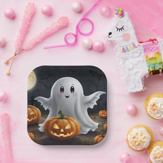 Assiettes En Carton Éffrayant délice : Ghoost Halloween amusant (Fête)