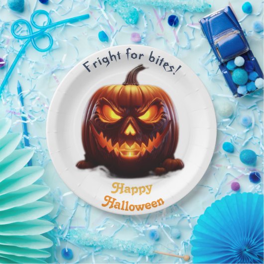 Assiettes En Carton Éffrayant Halloween Jack-O-Lantern (Fête)