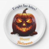 Assiettes En Carton Éffrayant Halloween Jack-O-Lantern (Devant)