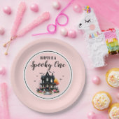 Assiettes En Carton Éffrayant Halloween rose 1er anniversaire (Fête)
