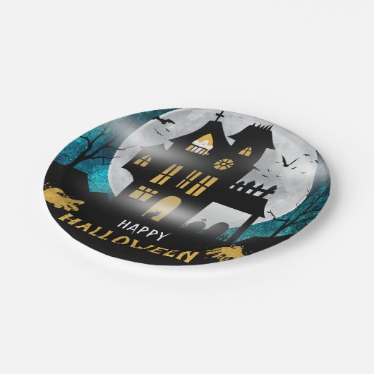 Assiettes En Carton Éffrayant Haunted House Halloween Parti (Angle)