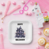 Assiettes En Carton Éffrayant House Bonne fête d'Halloween (Fête)