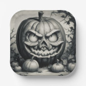 Assiettes En Carton Éffrayant Jack-o'lanterne (Recto)