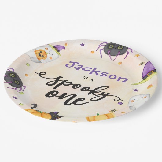 Assiettes En Carton Éffrayant Un Halloween 1er Anniversaire (Angle)