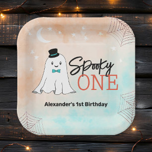 Assiettes En Carton Éffrayant Un Halloween Ghost Boys 1ère fête d'anni