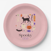 Assiettes En Carton Éffrayant Un Halloween Motifs Rose 1er Anniversair (Devant)