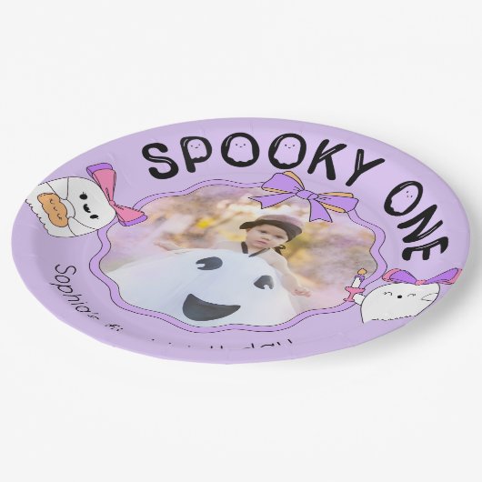 Assiettes En Carton Éffrayant Un Halloween photo d'anniversaire (Angle)