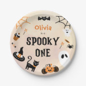 Assiettes En Carton Éffrayant un mignon Halloween Fantôme 1er annivers (Devant)