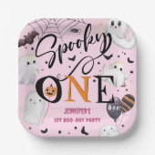 Assiettes En Carton Éffrayant une fille rose Halloween 1er anniversair (Recto)