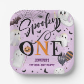 Assiettes En Carton Éffrayant une fille violet Halloween 1er anniversa (Recto)