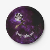 Assiettes En Carton Éffrayante Halloween chauves-souris et Pleine lune (Devant)