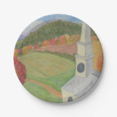 Assiettes En Carton Église dans la plaque à papier de pays (Devant)
