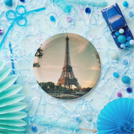 Assiettes En Carton Eiffel tour lancer oreiller (Fête)