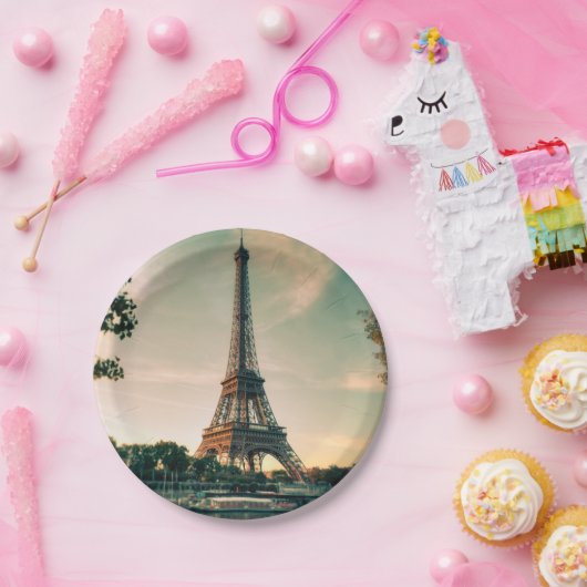 Assiettes En Carton Eiffel tour lancer oreiller (Fête)