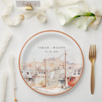 El Paso Texas City Scape Watercolor Mariage