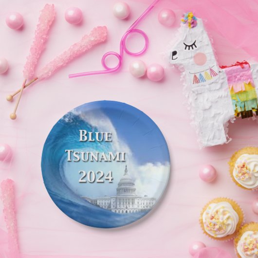 Assiettes En Carton Élection du tsunami bleu 2024 (Fête)