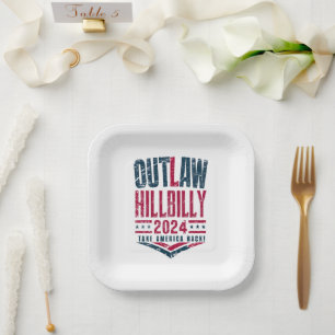 Assiettes En Carton Élections Vintage Outlaw Hillbilly Drapeau américa