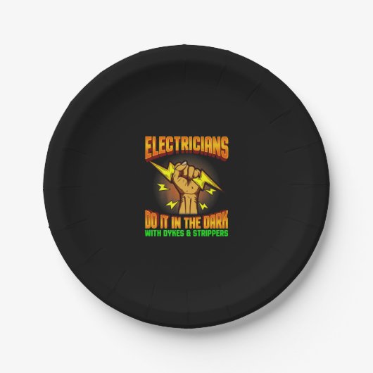 Assiettes En Carton Electricians Do it In Dark Electrician Funny (Devant)