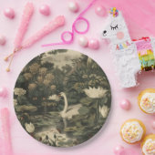 Assiettes En Carton Élégance botanique - Le cygne dans la forêt (Fête)