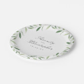 Assiettes En Carton Élégance classique Script mariage de verdure (Angle)