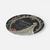 Assiettes En Carton Élégance en or et noir. (Angle)