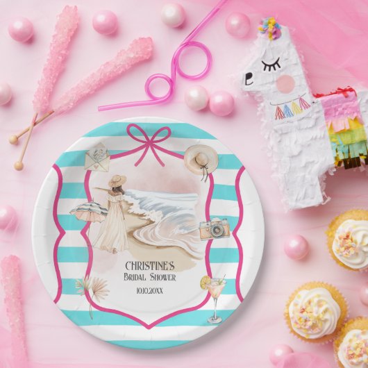 Assiettes En Carton Élégance estivale Plage et Vagues Baby Shower (Fête)