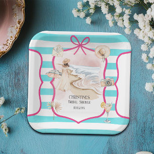 Assiettes En Carton Élégance estivale plage et vagues pour un enterrem