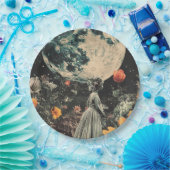 Assiettes En Carton Élégance Lune - Femme avec Lune (3) (Fête)