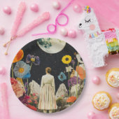 Assiettes En Carton Élégance Lune - Vue arrière de la femme avec Lune (Fête)