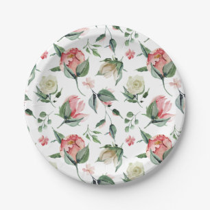 Assiettes En Carton Élégance Rustique Rose Pâle Mariage Fête