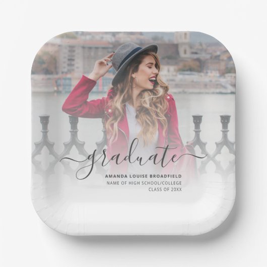 Assiettes En Carton Élégant 2025 Grad Keepsaké Script Graduation Party (Recto)
