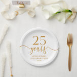 Assiettes En Carton Élégant 25e anniversaire de Mariage Champagne<br><div class="desc">Ce sont d'élégantes Plaques en papier du 25e anniversaire du Mariage Champagne minimaliste !</div>