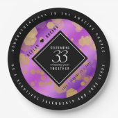 Assiettes En Carton Élégant 33e anniversaire du Mariage Améthyste (Devant)