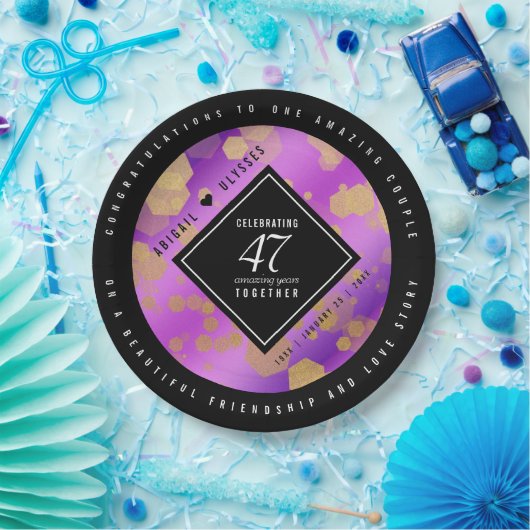 Assiettes En Carton Élégant 47e anniversaire du Mariage Améthyste (Fête)