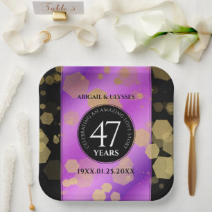 Assiettes En Carton Élégant 47e anniversaire du Mariage Améthyste