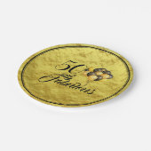 Assiettes En Carton Elégant 50 et fabuleux Gold Foil Typographie noire (Angle)