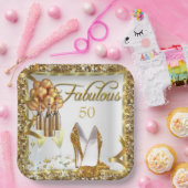 Assiettes En Carton Élégant 50e anniversaire (Fête)