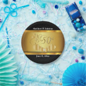 Assiettes En Carton Élégant 50e anniversaire de Mariage d'or (Fête)