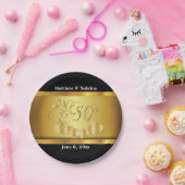 Assiettes En Carton Élégant 50e anniversaire de Mariage d'or (Fête)