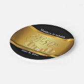 Assiettes En Carton Élégant 50e anniversaire de Mariage d'or (Angle)