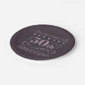 Assiettes En Carton Élégant 50e anniversaire de Mariage violet (Angle)